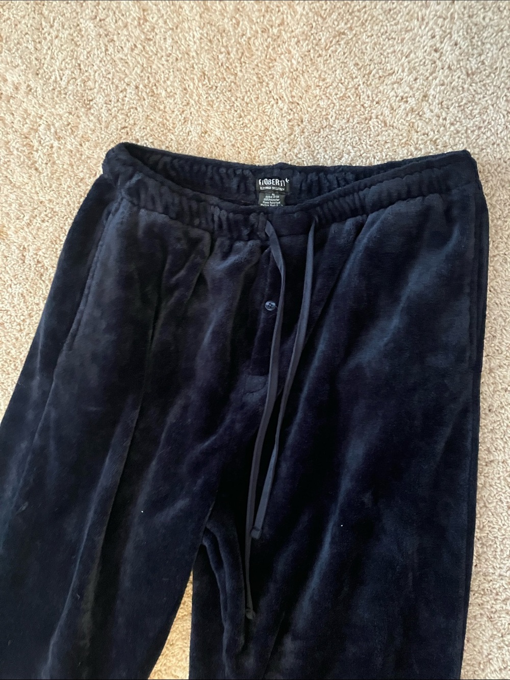 Navy Velour Drawstring Pajama Bottoms - Comfort Fit